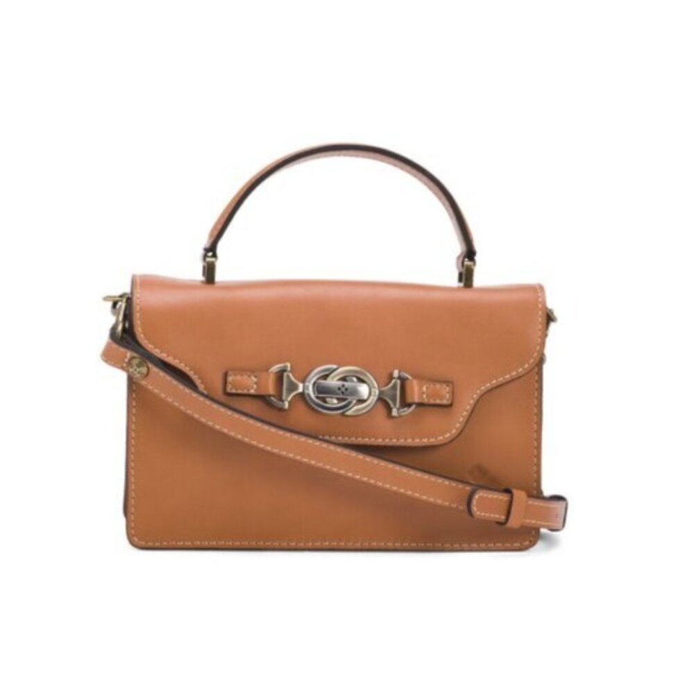 PATRICIA NASH Hazelnut Leather Porcili Satchel With Crossbody Strap
